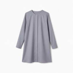 Round Neck Long Sleeve Shift Button Women's Shirt Dress