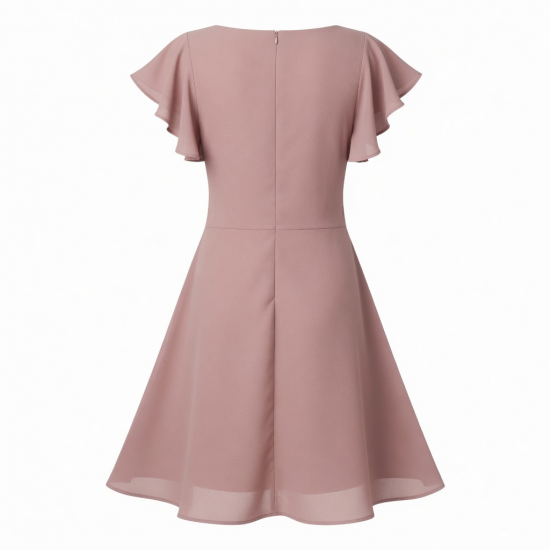 Flutter Sleeve Ruched A-Line Women's Dress