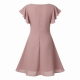 Flutter Sleeve Ruched A-Line Women's Dress