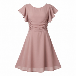 Flutter Sleeve Ruched A-Line Women's Dress