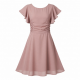 Flutter Sleeve Ruched A-Line Women's Dress