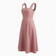 Square Neck Sleeveless Fitted Polyester Women's Midi Dress
