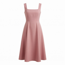 Square Neck Sleeveless Fitted Polyester Women's Midi Dress