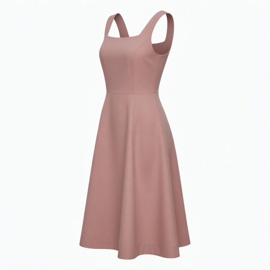 Square Neck Sleeveless A-Line Tailored Women's Dress