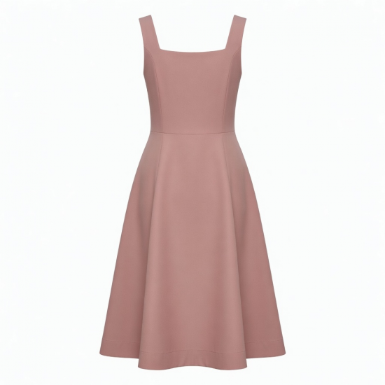 Square Neck Sleeveless A-Line Tailored Women's Dress