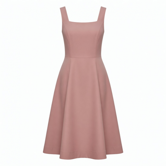 Square Neck Sleeveless A-Line Tailored Women's Dress