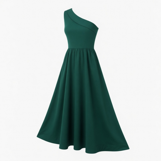 One-Shoulder Sleeveless A-Line Fitted Women's Maxi Dress
