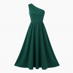 One-Shoulder Sleeveless A-Line Fitted Women's Maxi Dress