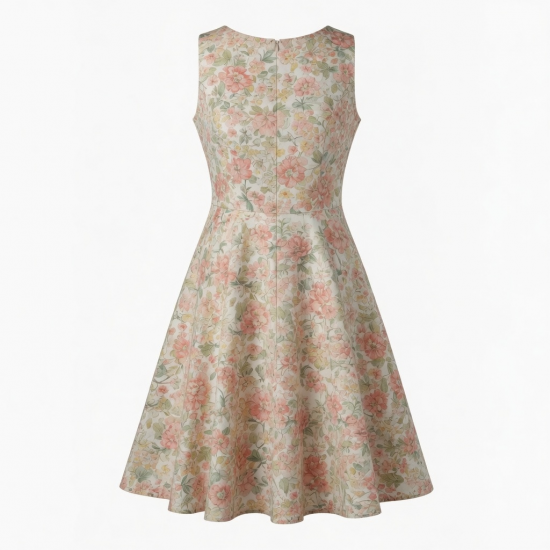 Sleeveless A-Line Fitted Floral Women's Dress