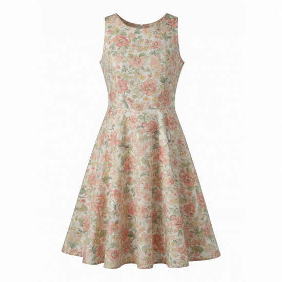 Sleeveless A-Line Fitted Floral Women's Dress