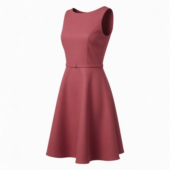 Sleeveless A-Line Fitted Polyester Women's Dress