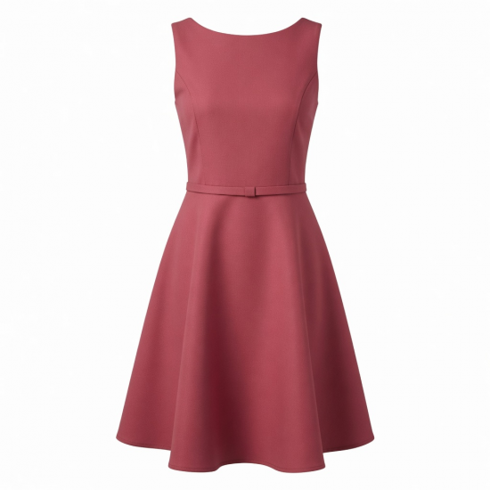 Sleeveless A-Line Fitted Polyester Women's Dress