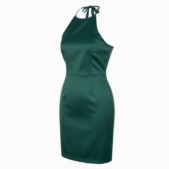 Halter Sleeveless Fitted Polyester Women's Dress