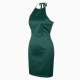 Halter Sleeveless Fitted Polyester Women's Dress