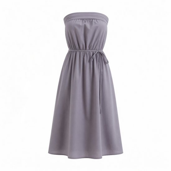 Strapless Sleeveless A-Line Loose Fit Women's Midi Dress
