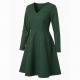 V-Neck Long Sleeve A-Line Fitted Women's Dress