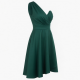 One-Shoulder V-Neck Round Women's Cocktail Dress
