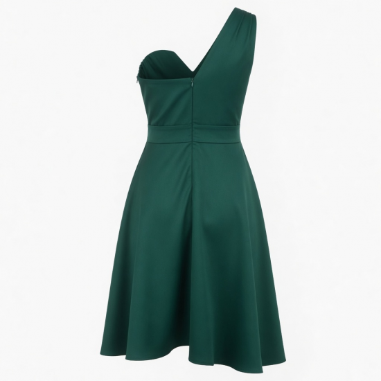 One-Shoulder V-Neck Round Women's Cocktail Dress