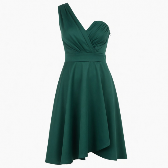 One-Shoulder V-Neck Round Women's Cocktail Dress