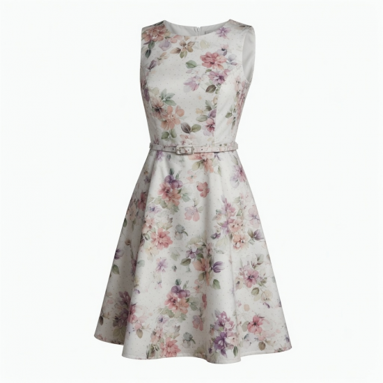 Sleeveless A-Line Tailored Floral Women's Dress