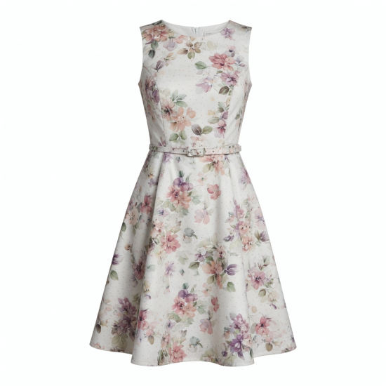 Sleeveless A-Line Tailored Floral Women's Dress