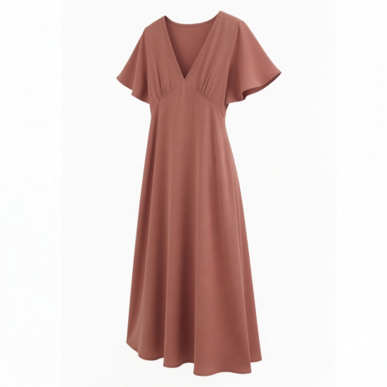 V-Neck Round Women's Maxi Dress
