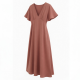 V-Neck Round Women's Maxi Dress