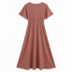 V-Neck Round Women's Maxi Dress