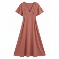 V-Neck Round Women's Maxi Dress