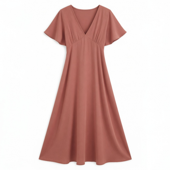 V-Neck Round Women's Maxi Dress