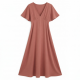 V-Neck Round Women's Maxi Dress
