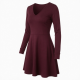 V-Neck Long Sleeve A-Line Fitted Women's Mini Dress