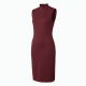 Mock Neck Sleeveless Fitted Polyester Women's Midi Dress