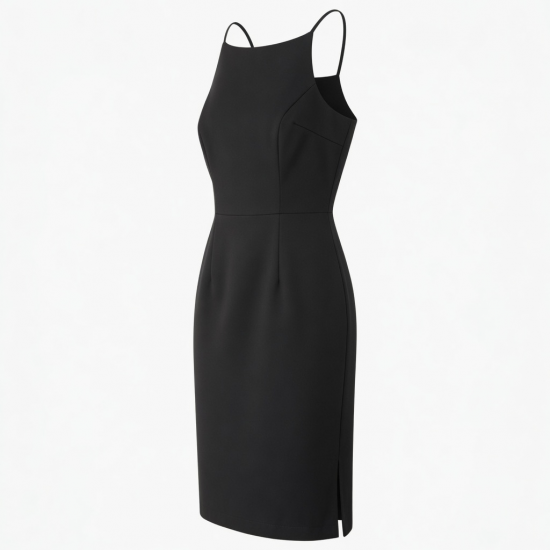 Black Sleeveless Fitted Polyester Wedding Women's Dress