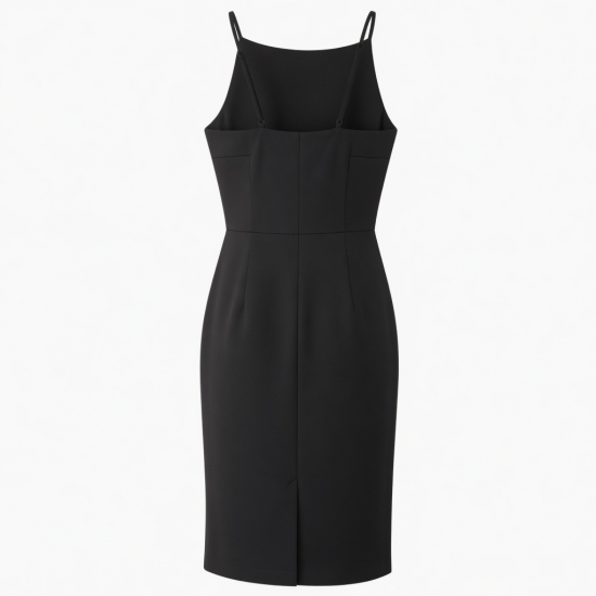 Black Sleeveless Fitted Polyester Wedding Women's Dress