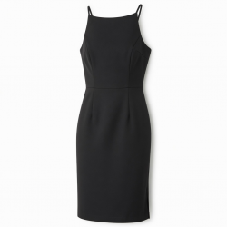 Black Sleeveless Fitted Polyester Wedding Women's Dress