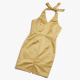 Gold Halter Sleeveless Fitted Polyester Women's Dress