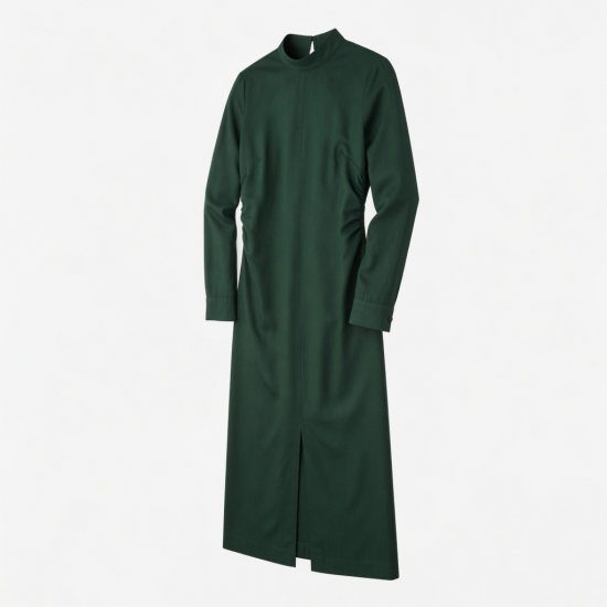 Mock Neck Long Sleeve Fitted Rayon Women's Midi Dress