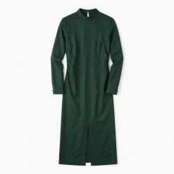 Mock Neck Long Sleeve Fitted Rayon Women's Midi Dress