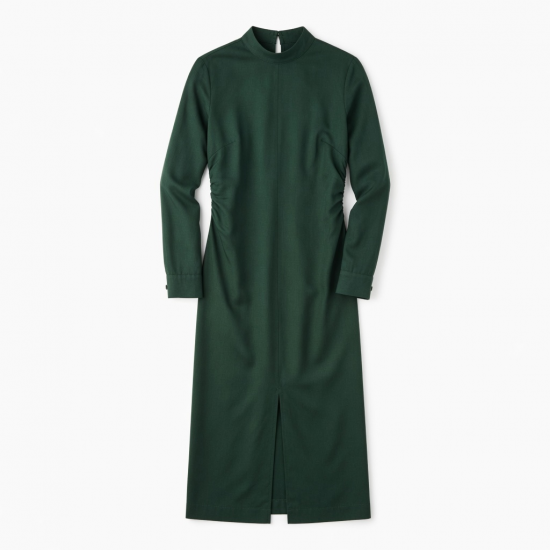 Mock Neck Long Sleeve Fitted Rayon Women's Midi Dress