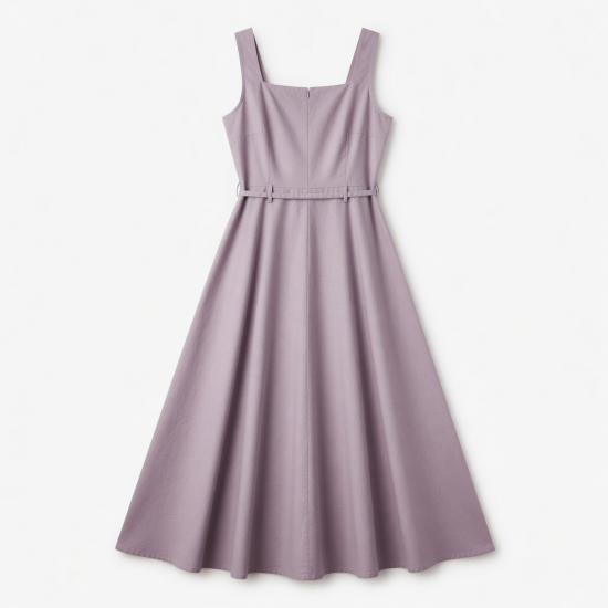 Square Neck Sleeveless A-Line Cotton Women's Maxi Dress