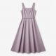 Square Neck Sleeveless A-Line Cotton Women's Maxi Dress