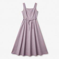 Square Neck Sleeveless A-Line Cotton Women's Maxi Dress
