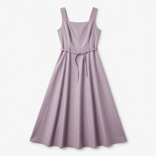 Square Neck Sleeveless A-Line Cotton Women's Maxi Dress