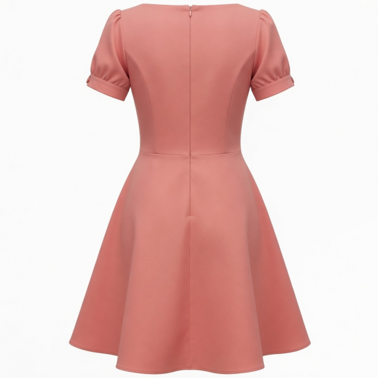 Sweetheart Short Sleeve A-Line Fitted Women's Dress