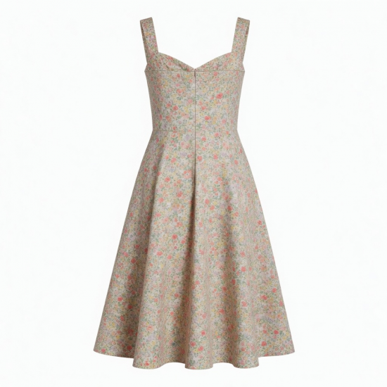 Sweetheart Sleeveless A-Line Floral Women's Midi Dress