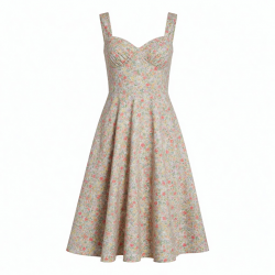 Sweetheart Sleeveless A-Line Floral Women's Midi Dress