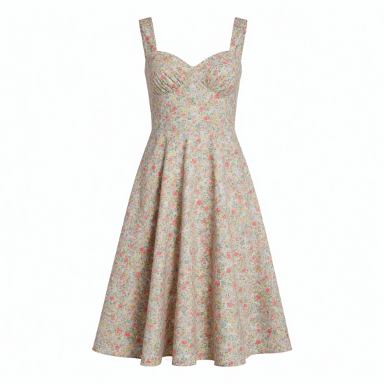 Sweetheart Sleeveless A-Line Floral Women's Midi Dress