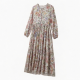 Round Neck Long Sleeve Loose Fit Floral Women's Maxi Dress
