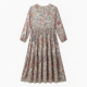 Round Neck Long Sleeve Loose Fit Floral Women's Maxi Dress